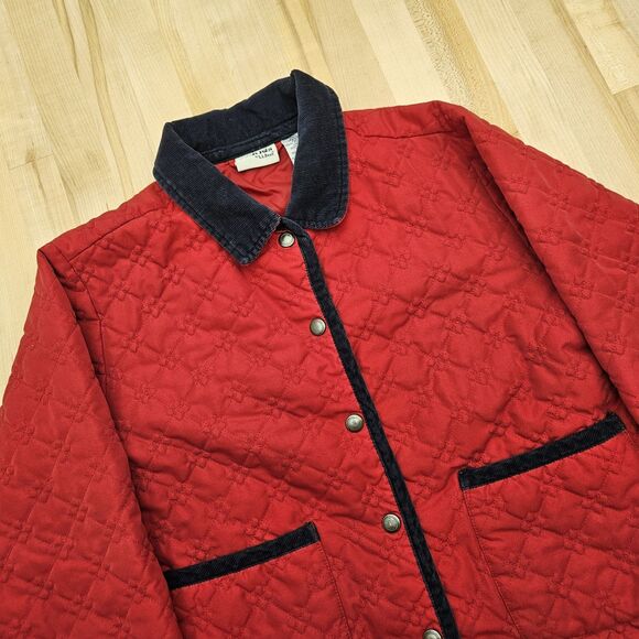 Vintage Girls Quilted LL Bean Jacket Size 8 Chore Barn Outdoors Corduroy Trim - Picture 8 of 9